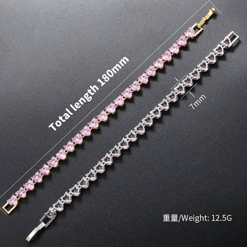 ZHUKOU Hot sale gold sier color iced out necklaces heart CZ tennis necklace for women Wholesale VL202