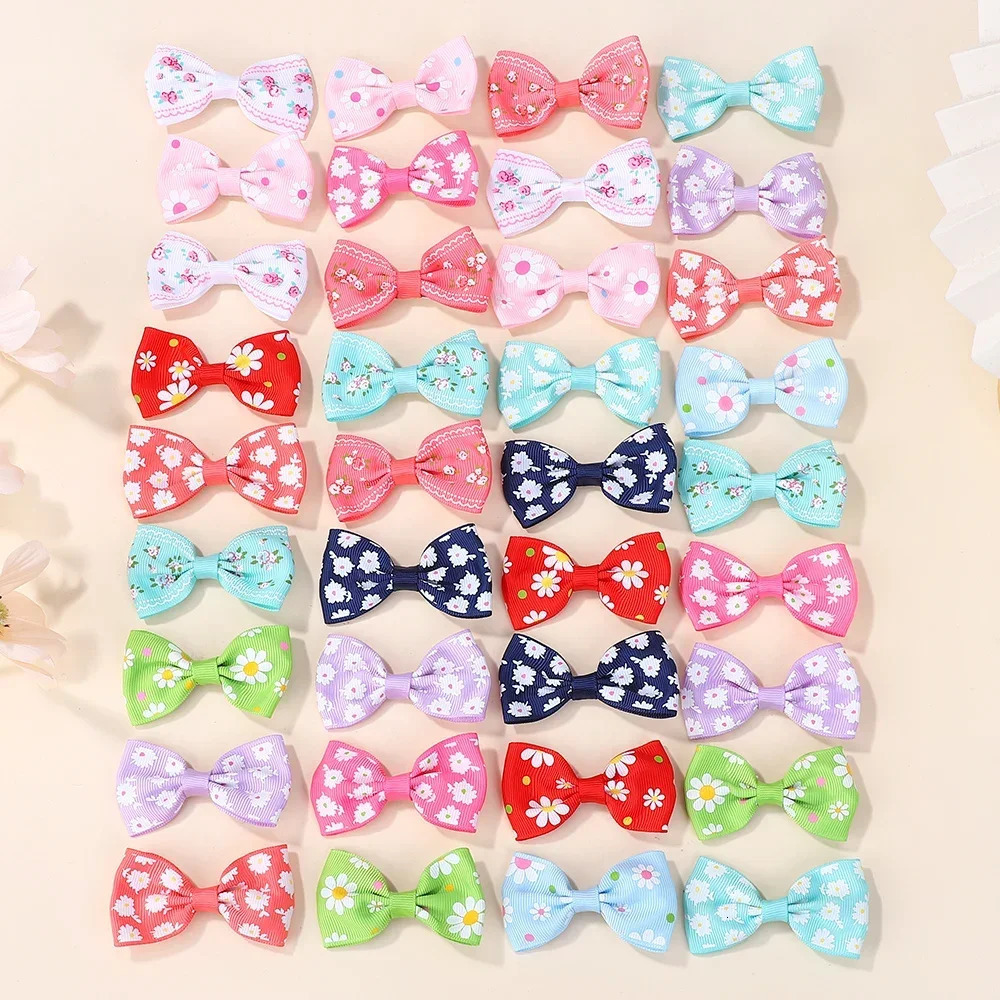 600pcs/set 2.63Random Colorful Daisy Flower Hair Bows Clip for Baby Girls Summer Beach Hairpins Headwear Hair Accessories 250611
