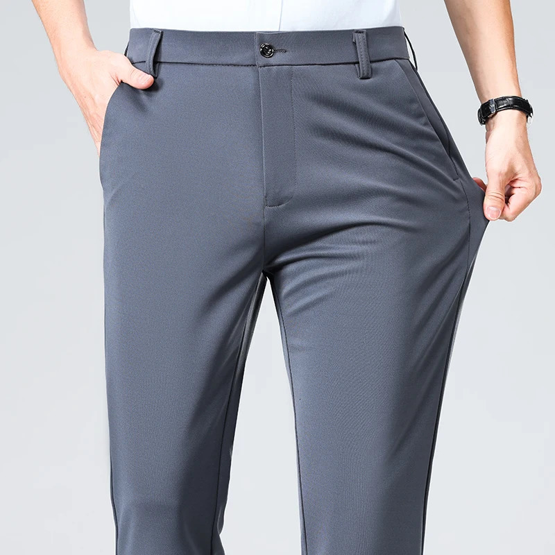 Summer Autumn Thin Trousers Men Formal Dress Suit Pants Work Quality Business Casual Black Wine Red Long 250610