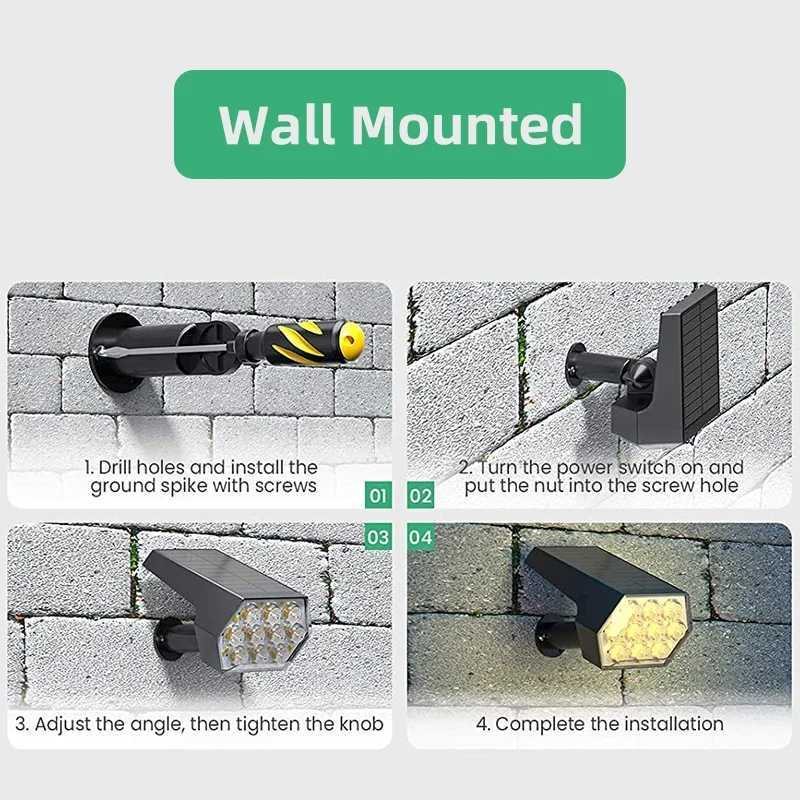 Solar Lights Outdoor 92 LED Solar Spot Lights Outdoor IP67 Waterproof Solar Garden Lights 2 In 1 for Yard Garden Porch Z250610