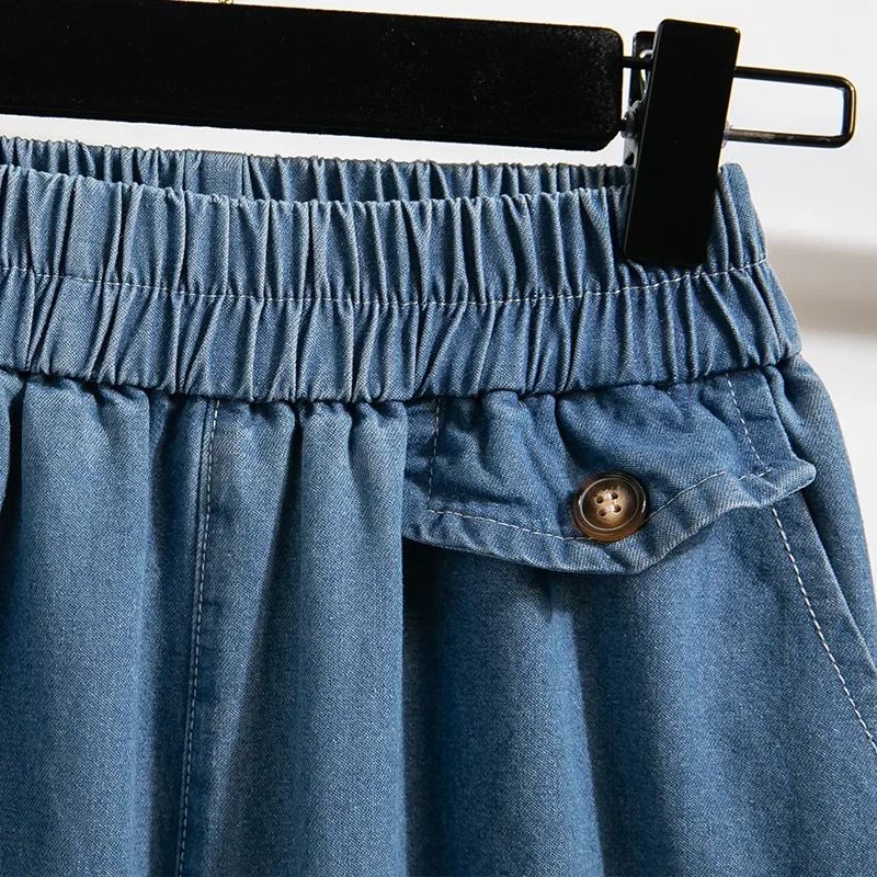 Plus Size High Waist Banana Grandma Harem Jeans Women plus Size Denim Pants Summer Fashion Pear Shape Body Fit Nine Point Tro 250609