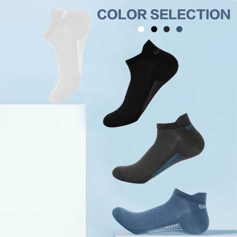 5 Pairs/Lot High Quality Men Ankle Socks Breathable Cotton Sports Mesh Casual Athletic Thin Cut Short Socks Plus Size Z250610