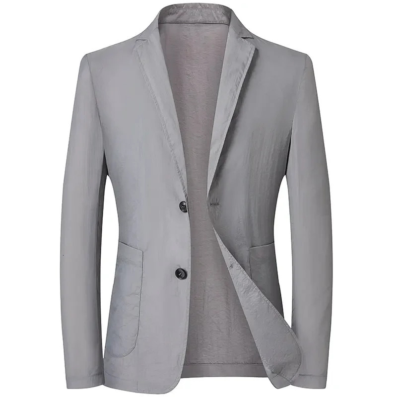Business casual suit mens light and thin sunscreen suit single western top summer ice silk Korean version blazer 250611