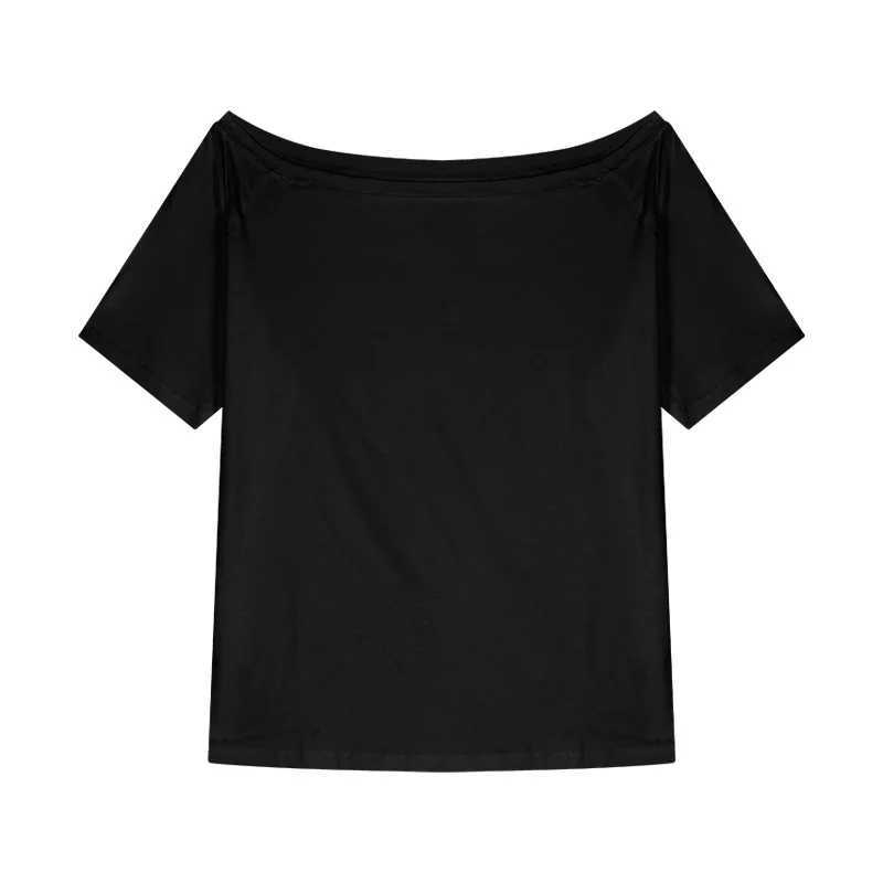 2025 Summer Off Shoulder T-shirt Women Sexy Y2K Korean Fashion Crop Tops Woman Vintage Japanese White Tee Shirt Femme Clothes M250611