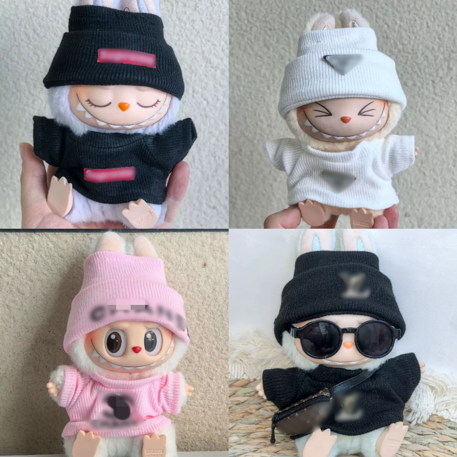 Labubu Designer Clothing 17cm mini plush doll clothing set accessories cut bow headband dress Labubu Macaron Vinyl Pendant Clothes gift S4049