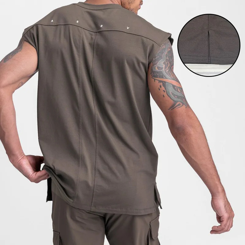 Mens Summer Casual Tank Top Gym Fitness Quick Dry Running Sleeveless Shirt Sports Vest Undershirt Male Bodybuilding Clothing 250609