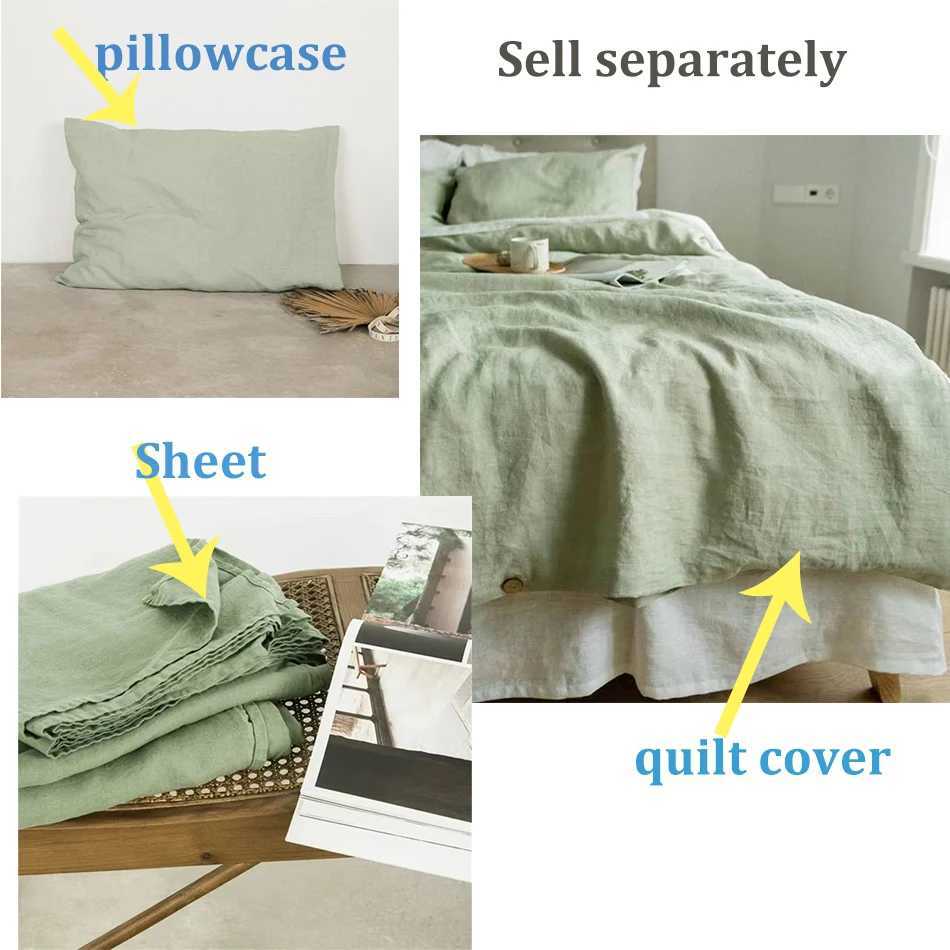 100% Linen Bed Duvet Cover Stone Washed France Linen Solid Color Breathable case Home Textiles Bedding Y250611