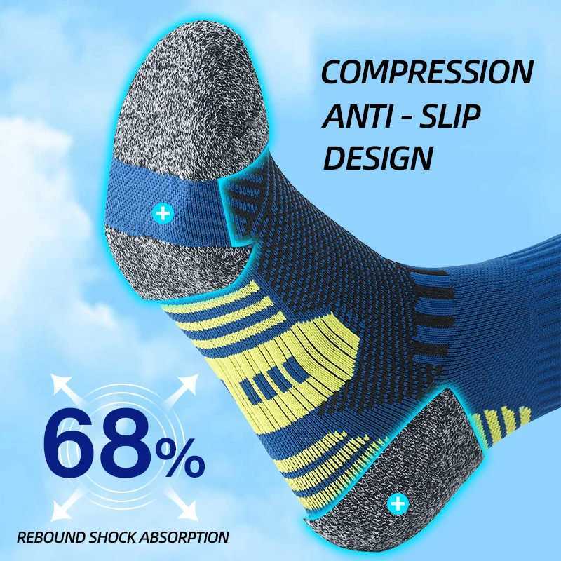 6/5/3 Pairs Mens Athletic Socks Sports Breathable Outdoor Running Compression Socks Cotton Training Long Black Stretch Socks Z250610