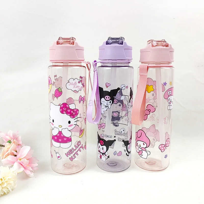 Sanrio 800ML MINISO Kuromi My Melody Hello Kitty Water Cup Girls Cup Cartoon Anime Lightweight Outdoor Sports Water Cup New Kawaii XJ250611