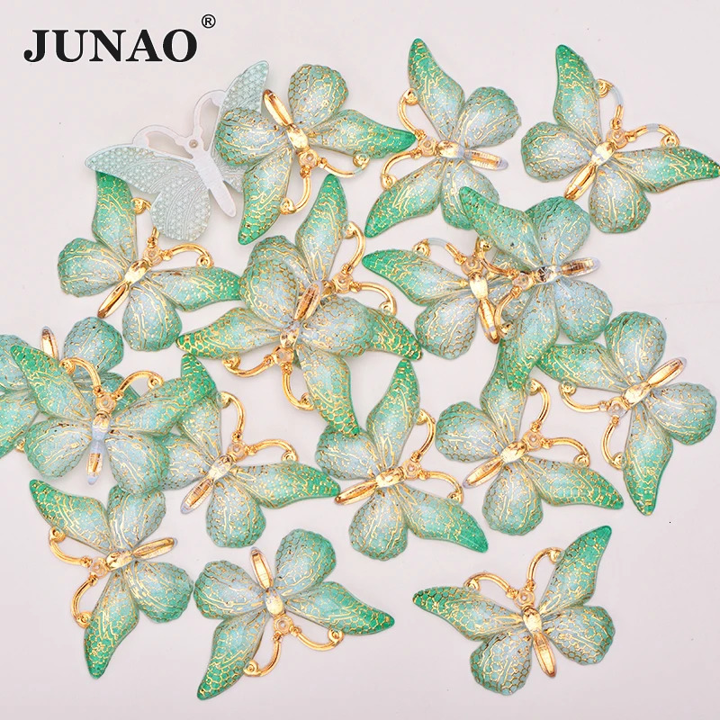 JUNAO 10Pcs 2538mm Large Sewing Purple Butterfly Resin Applique Flatback Crystal Stone For Garment Decoration 250606