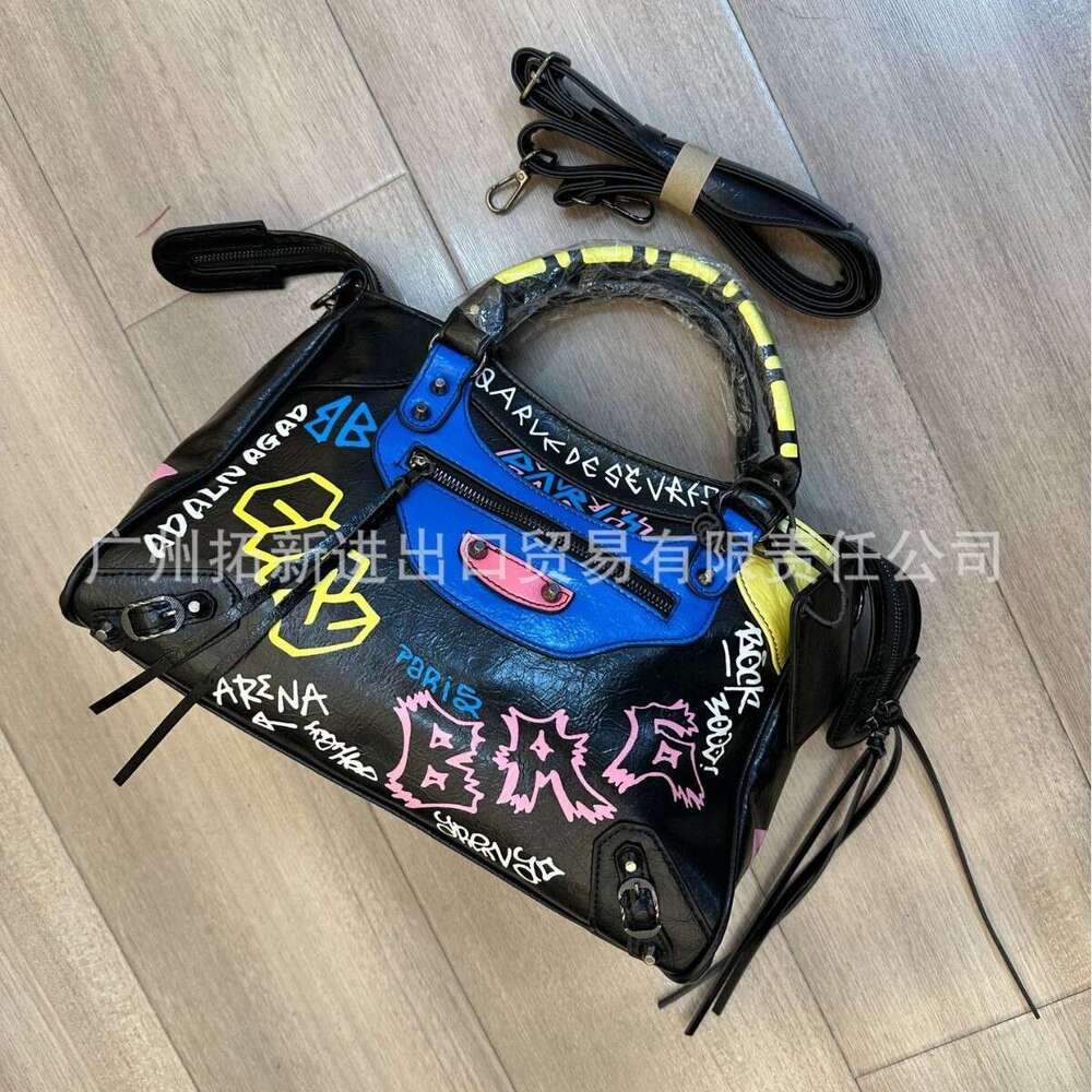 New Graffiti Motorcycle Fashion Trend Shoulder Bag Crossbody Handbag Must Have Trendy Item