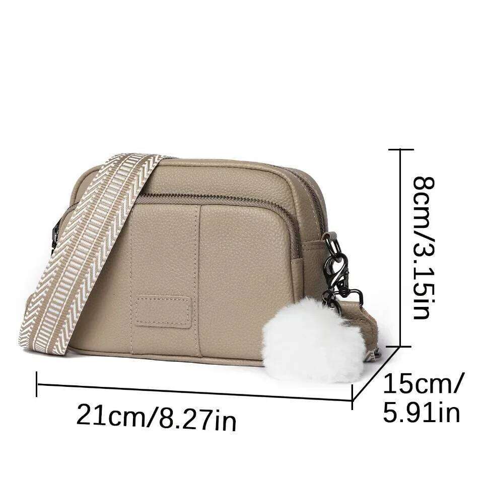 100% Genuine Leather Messenger Bag Women Fashion Style Female Handbag With Wide Shoulder Strap Hair Bulb Crossbody Sac