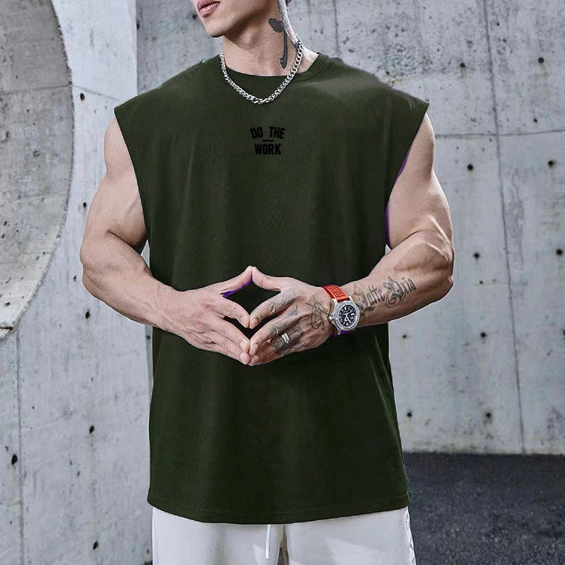 Mens Summer Quicklydry Tank Top Breathable Casual Loose Fitness Sports Sleeveless Shirt Bodybuilding Printed Undershirt 250609