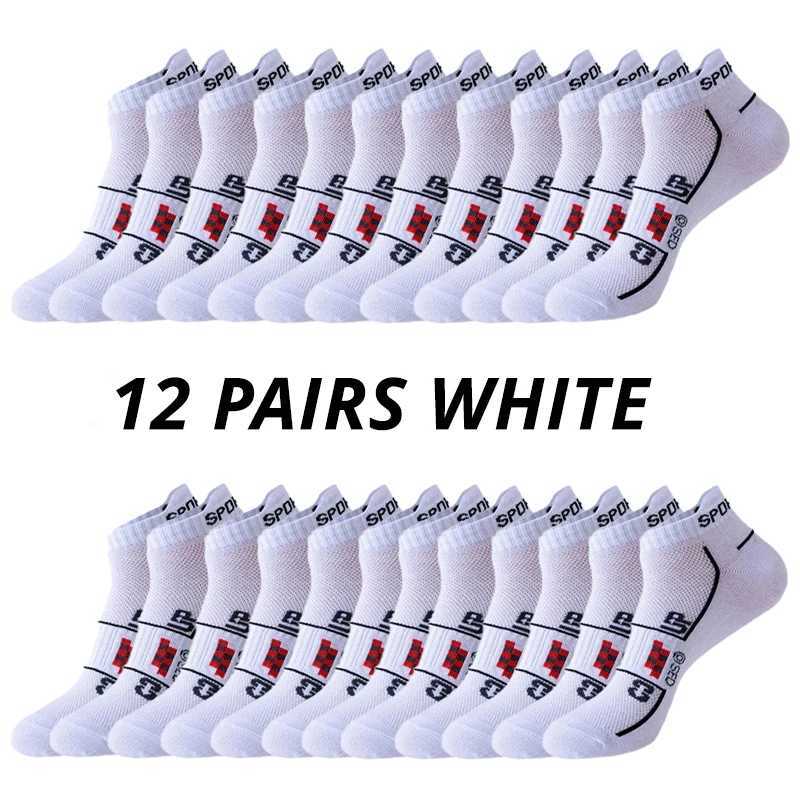 6/12Pairs Men Sports Mesh Running Socks Breathable MoistureWicking Low-Cut with Ear Loops All-Season Couple Socks for Men Women Z250610