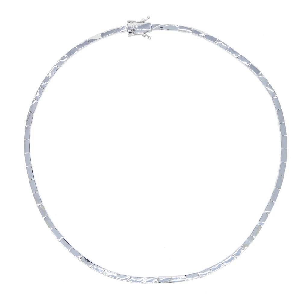 2025 Geometric High Polish Fashion Bling Rectangle Metal Beaded Bar Tennis Chain 16" Women Gold Color Choker Necklace Jewelry
