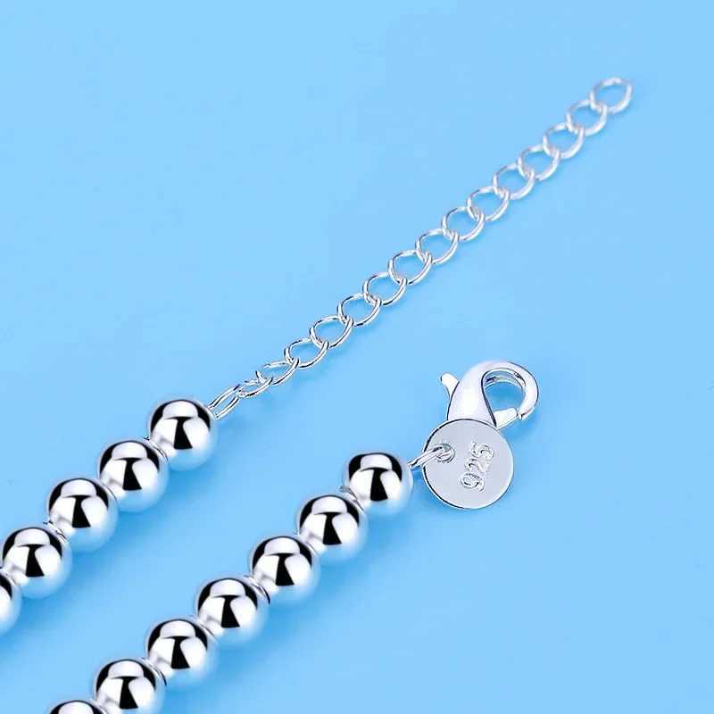 925 Sterling Silver Beads Chain Heart Pendant Bracelets for Women Street All-Match Fashion Designer Jewelry Party Wedding XJ250611