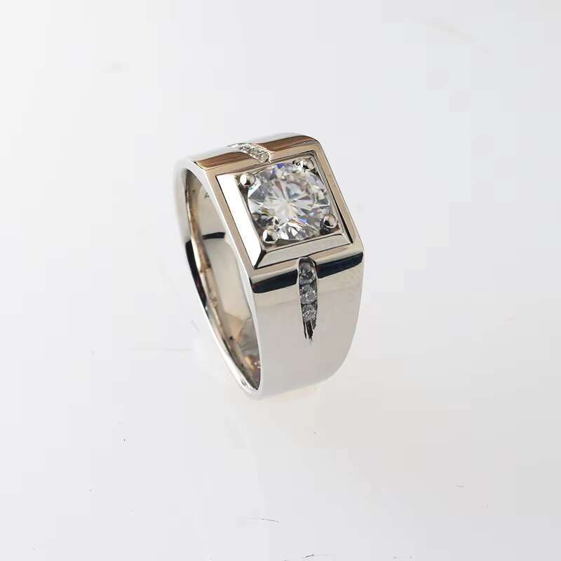 Luxury Men Hip Hop Custom Pt900 White Gold Synthetic Diamond Rings Chunky 925 Sterling Silver Moissanite Rapper Ring