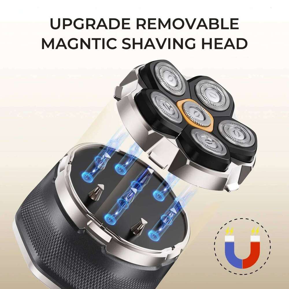 Sweker Head Bald Magnetic Electric Razor For Men Ipx7 Waterproof Rechargeable Shaver