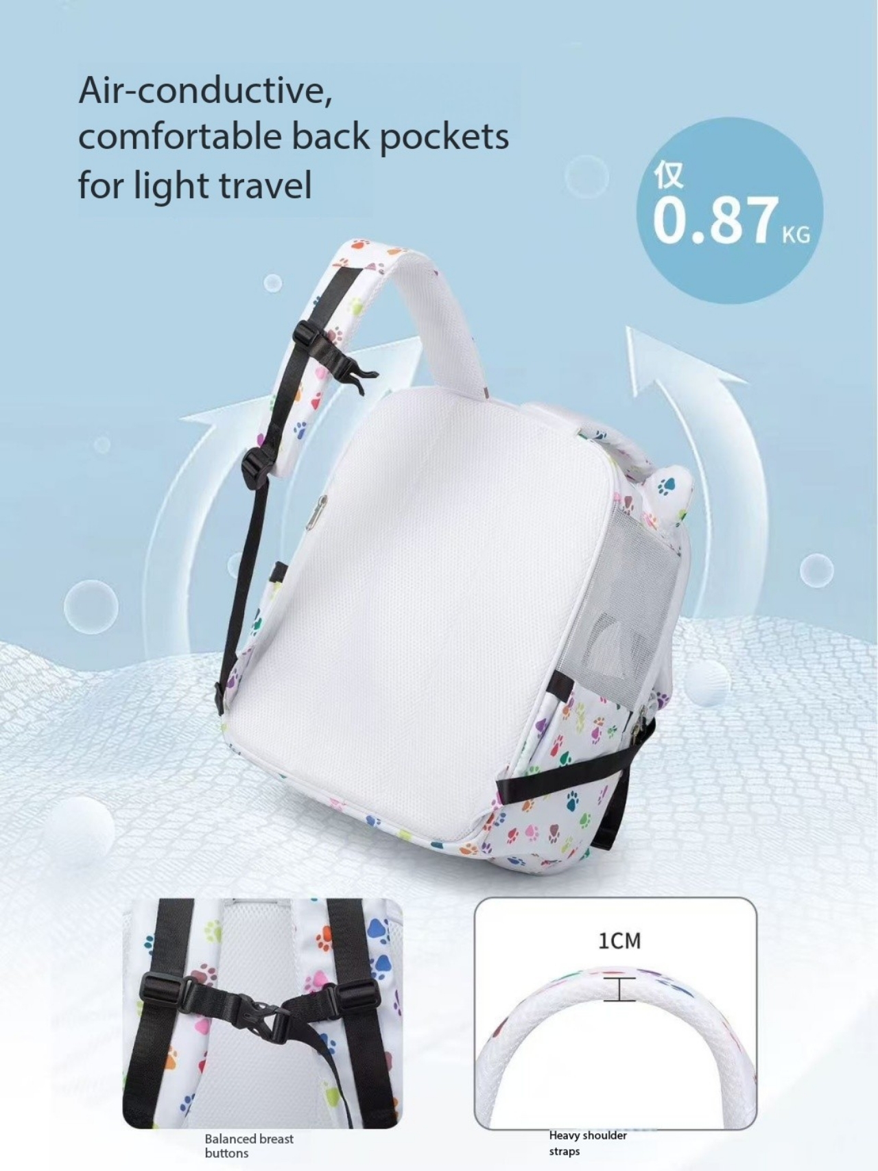 Pet travel bag - double-shoulder design, large capacity, lightweight, small size. Dog bag for pets, cat bag for cats, breathable pet backpack, cat bac
