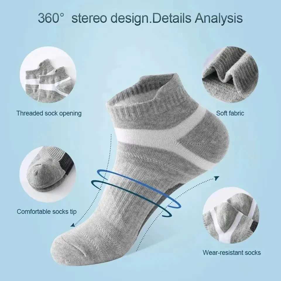 3/5Pairs High Quality Socks Men Outdoor Casual Athletic Socks Short Breathable Black Ankle Socks Run Sports Socks Size38-44 Z250610