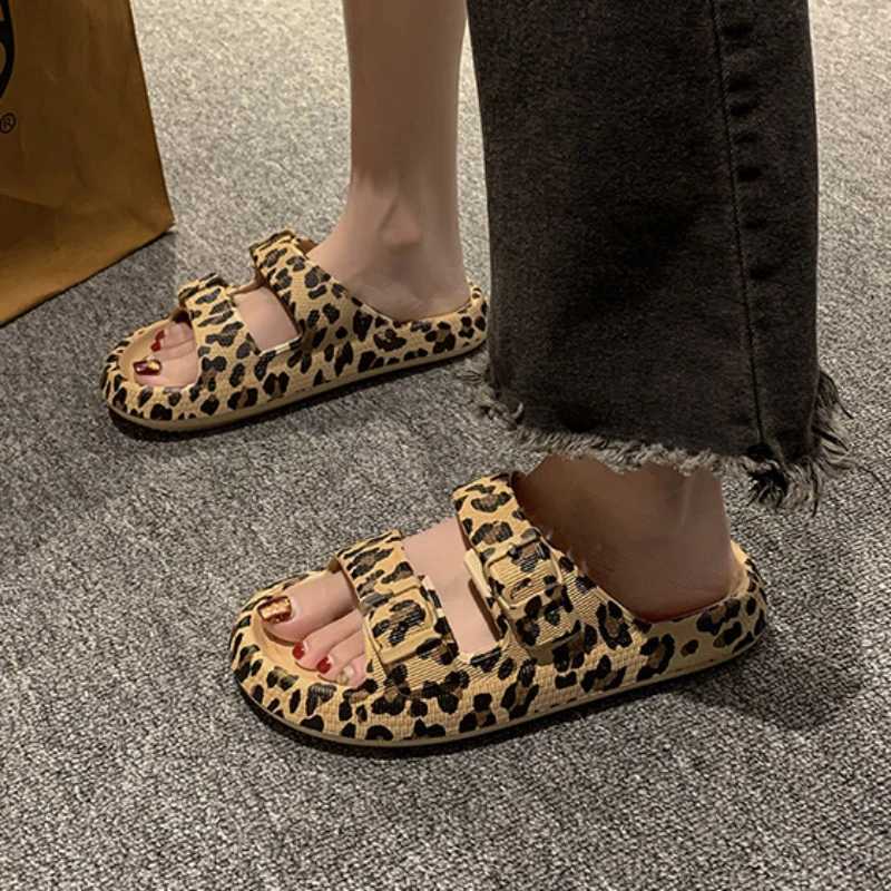 Summer Slippers Womens Leopard Print Platform Slippers Casual Thick Sole Indoor and Outdoor Sandals Couple Beach Shoes 2024 XJ250610