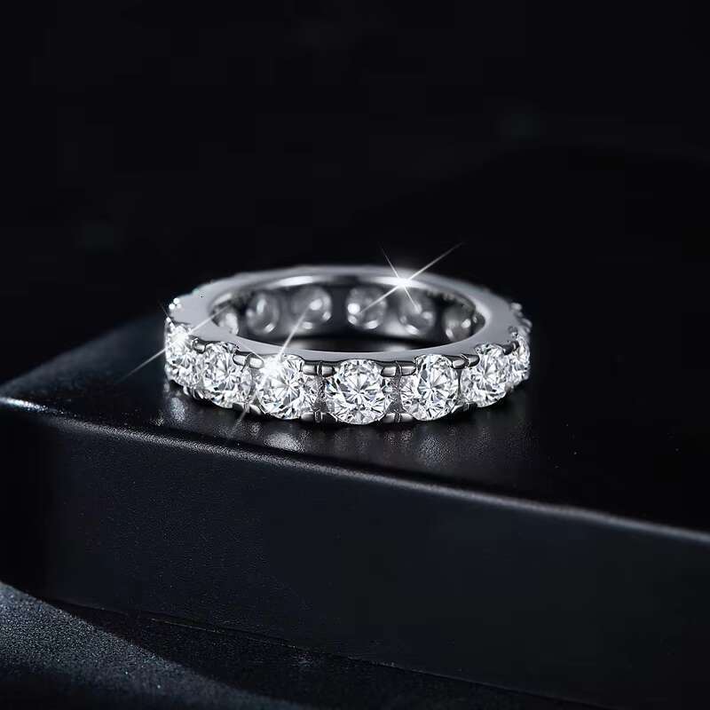 Hip Hop Style round Moissanite Diamond Silver Womens Wedding Ring Lucky Moissanite Man Rings