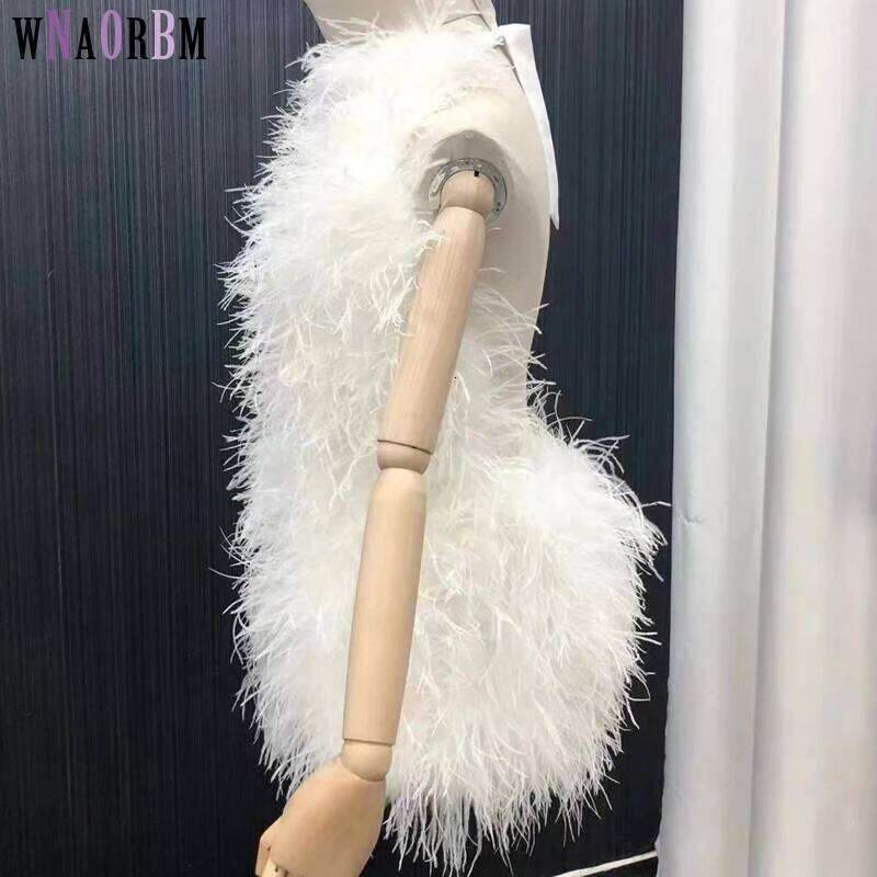 New 100% Natural Hair Skirt Length 70 Cm Backless Design Sexy Women's Real Ostrich Dress Bra Real Fur Coat