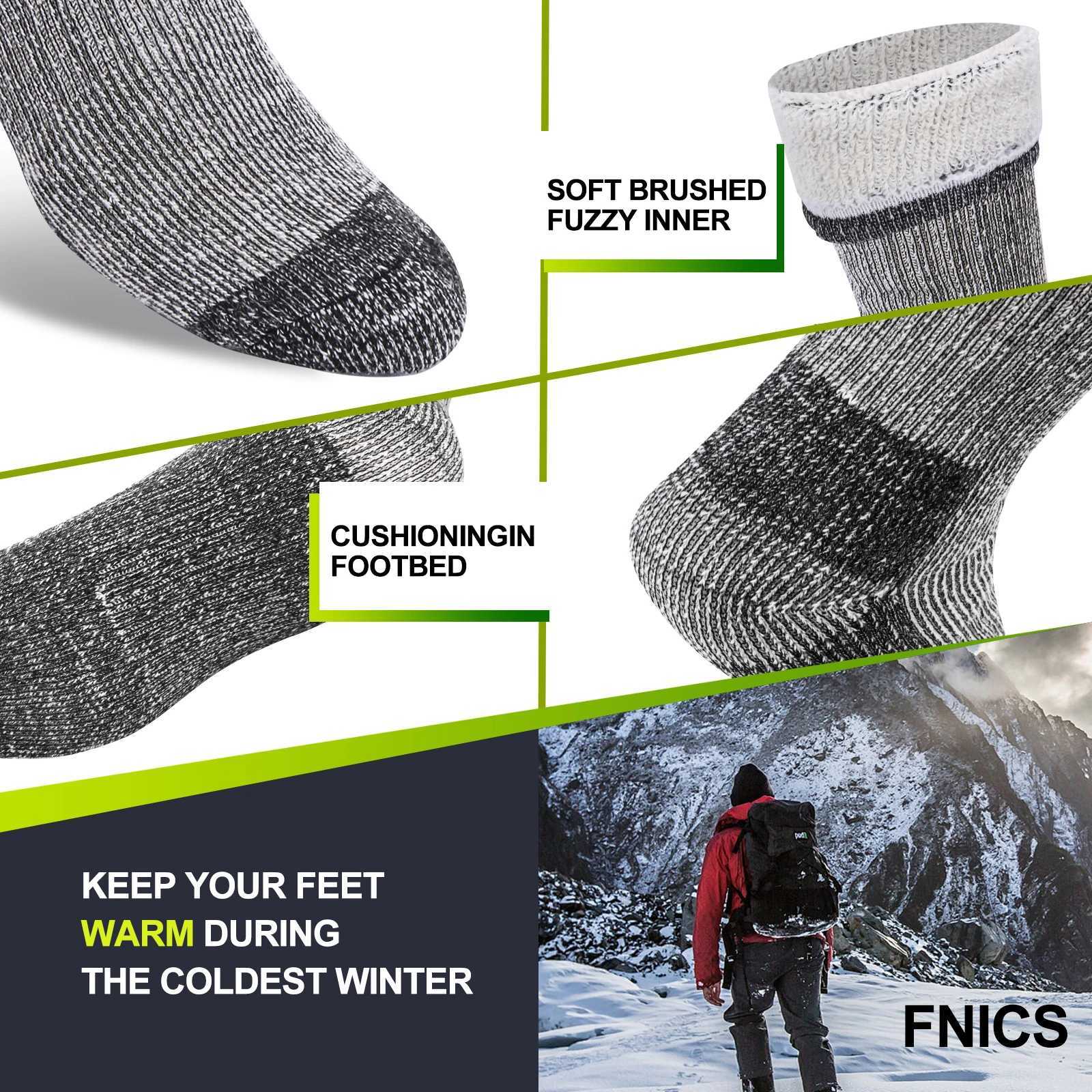 3 Pairs Men Women Merino Wool Crew Socks Thickened Thermal and Warm Socks for Winter Work Outdoor Hiking Running Sports Large Z250610
