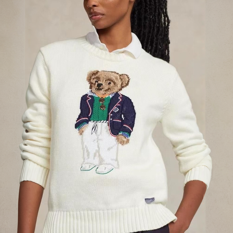 Women's Sweaters 2025 Sweater Winter Soft Basic Women Pullover Cotton Bear Pulls Fashion Knitted Ralphlies Jumper Top Sueters De Mujer S2HI