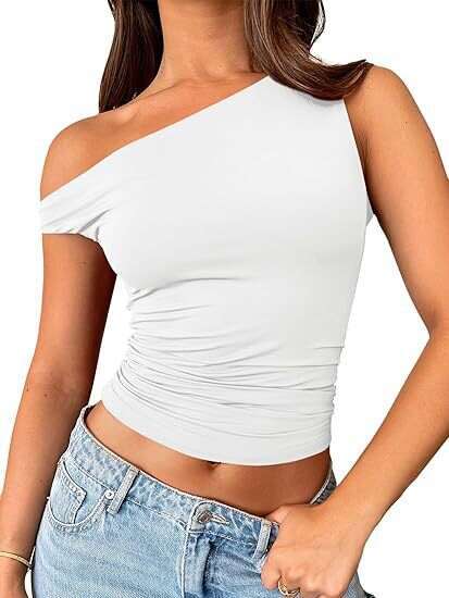 Summer Spicy Girl Off-Shoulder Vest Women's Slim Fit Ruched American Style Sleeveless Top B5