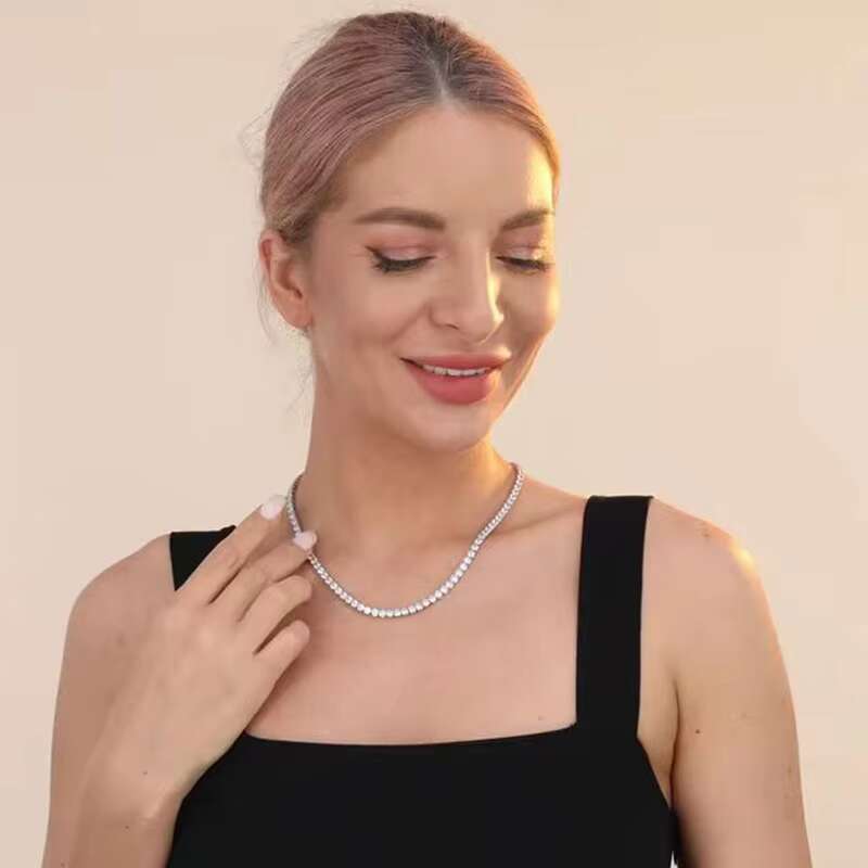 OACOCA Hip Hop Moissanite Necklace Fine Jewelry 925 Sterling Silver VVS VS Diamond Necklace Custom Jewelry 14k 18K Tennis Chain