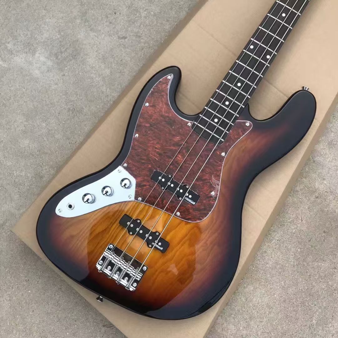 Vintage Style Reddish-Pink Fretted Left Hand E-Bass