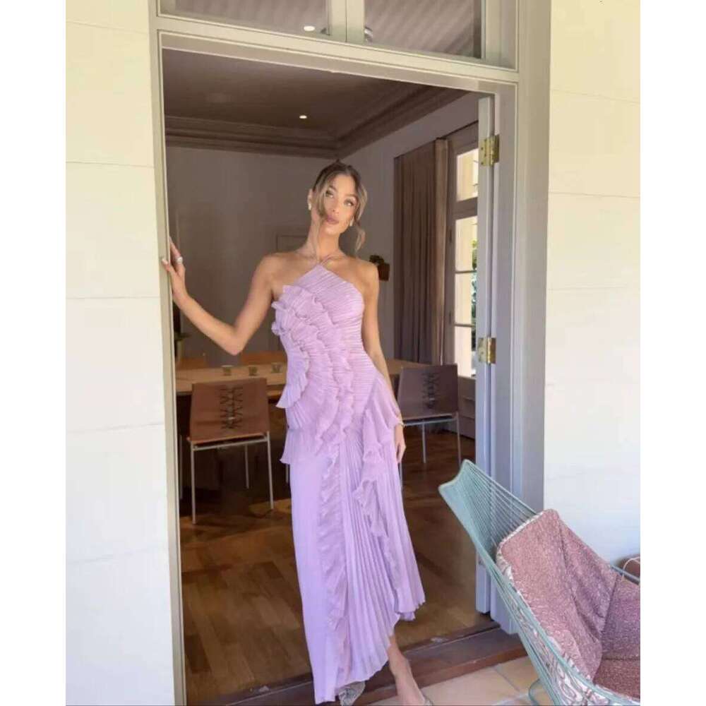 VEITCHE Summer Women Irregular Maxi Sexy Halter Backless Long Dresses Fashion Chiffon Holiday Elegant Party Fairy Dress