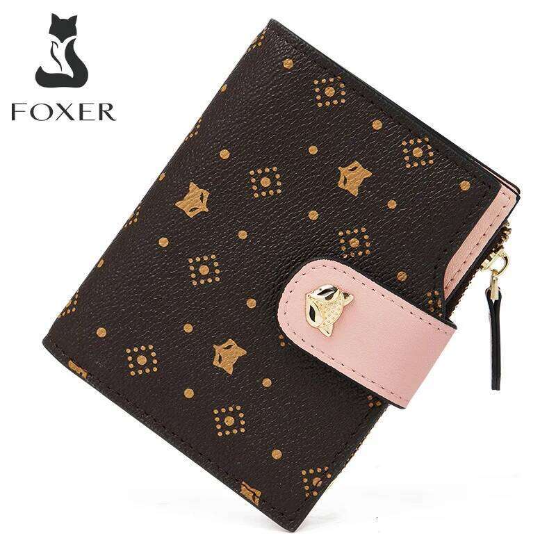 FOXER Small PVC Fashion Wallet Lady Cute Card Holder Coin Purse Gift for Wife, Girlfriend
