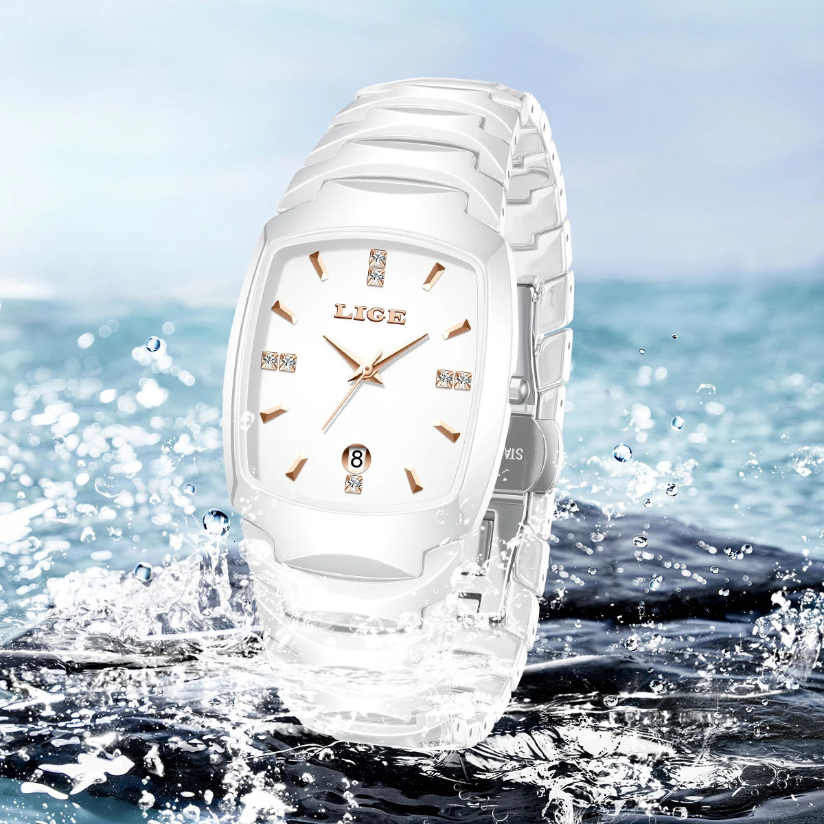 LIGE Fashion Woman Watch Simple Elegant Stainless Steel Casual Quartz Watches for Women Calendar Ladies Romantic Gift 250606