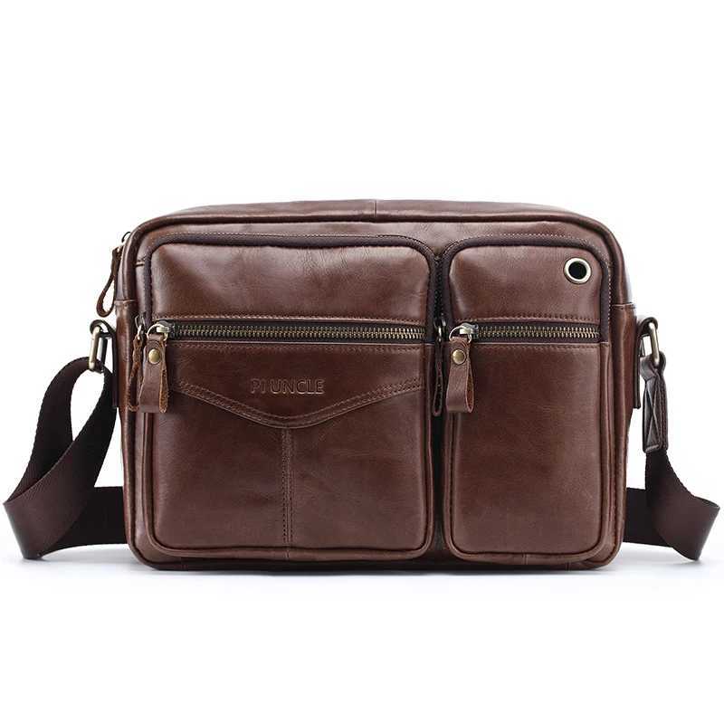 New 2024 Men Genuine Leather Shoulder Bag Casual Leather Mens Pad Messenger Bag Male Business Crossbody Bag Hot Handbag for Men W250610
