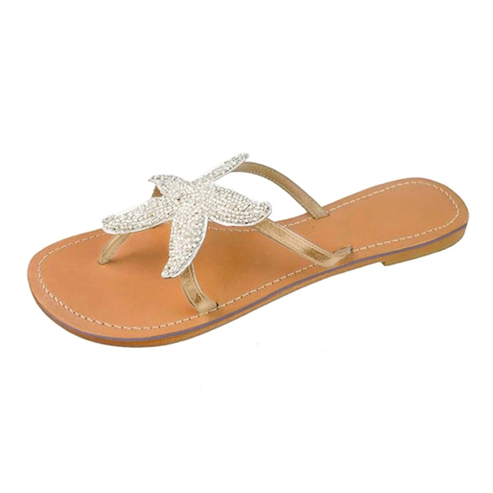 Summer WomenS Fashion Slippers Retro Five Pointed Star Clip Toe Flat Bottom Casual Beach Sandals For Bridal Party Wedding 250609