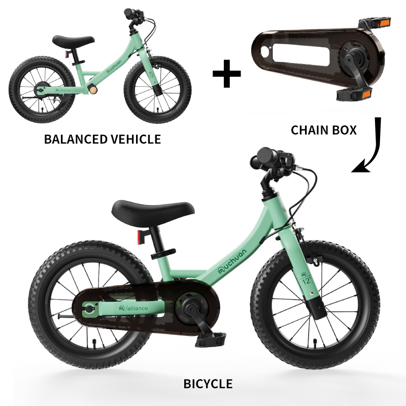 Sturdy Durable 16-Inch 2-in-1 Muchuan Riding Bicycle with Transparent Chain Case - Converts from Balance Bike to Pedal Bike for Ages 2-5