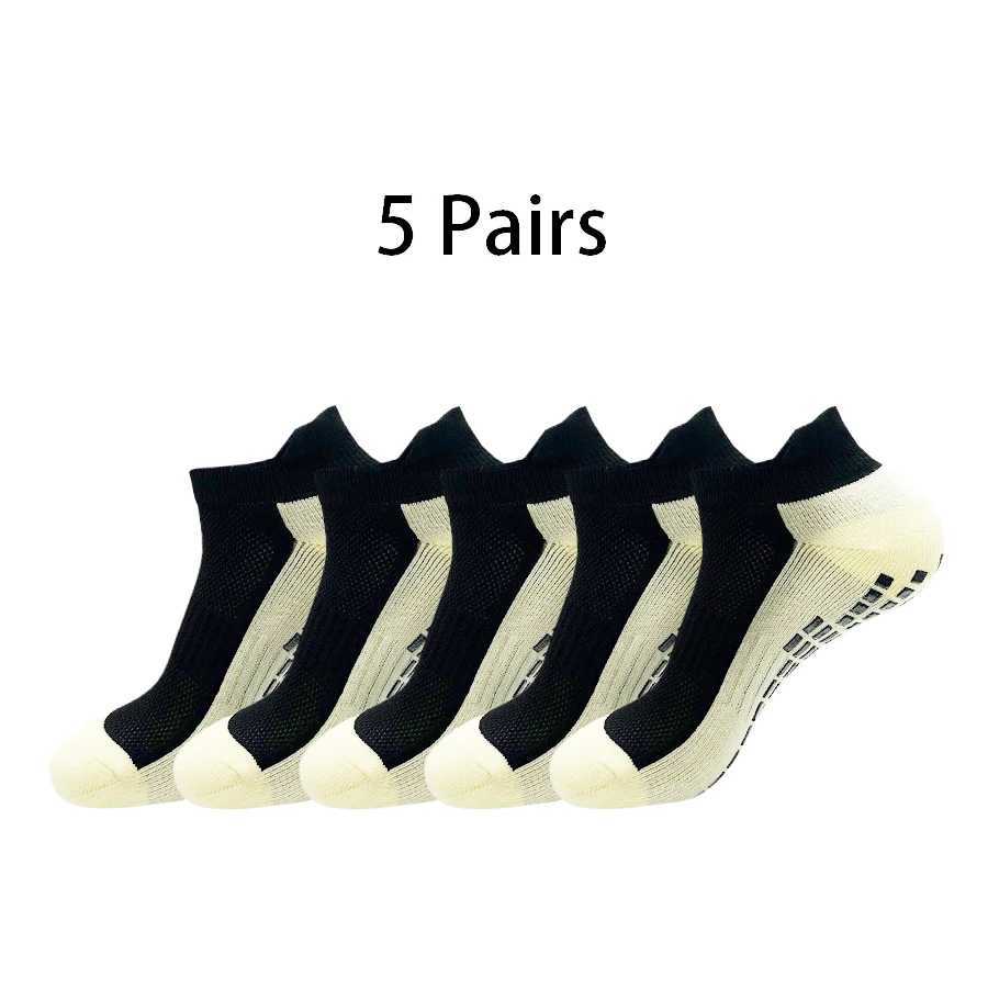 5 Pairs New Men Sports Shock Absorption Sweat Breathable Silicone Bottom Socks Women Indoor Yoga Fitness Socks Soccer Z250610