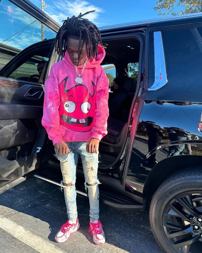 European and American Style Cartoon Print Loose Versatile Hoodie Mens Retro HarajukuY2K Casual Fashion Oversized Sweatshirt 250611