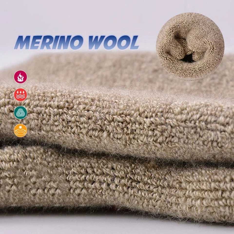 1 Pair Merino Wool Thermal Socks Winter Keep Warm Soft Ski Hiking Socks Sport Outdoor Snowboard Thermosocks Thickened For Men Women Z250610