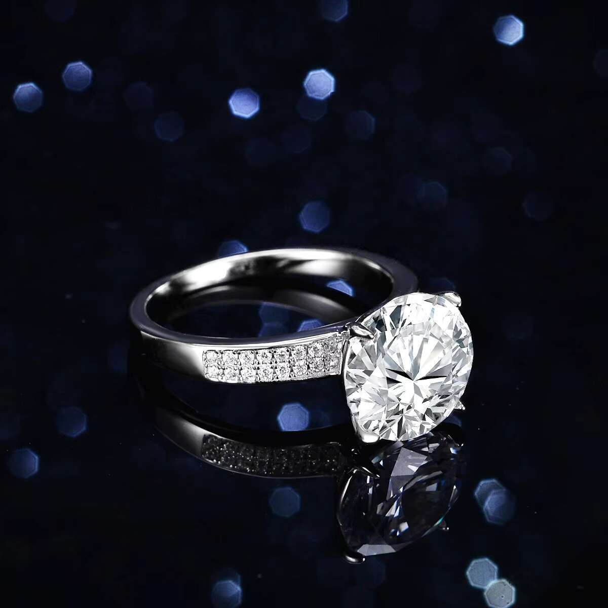 Fine Jewelry Fashion 925 Sterling Silver Ring 5ct Women Diamond Moissanite Ring Rings