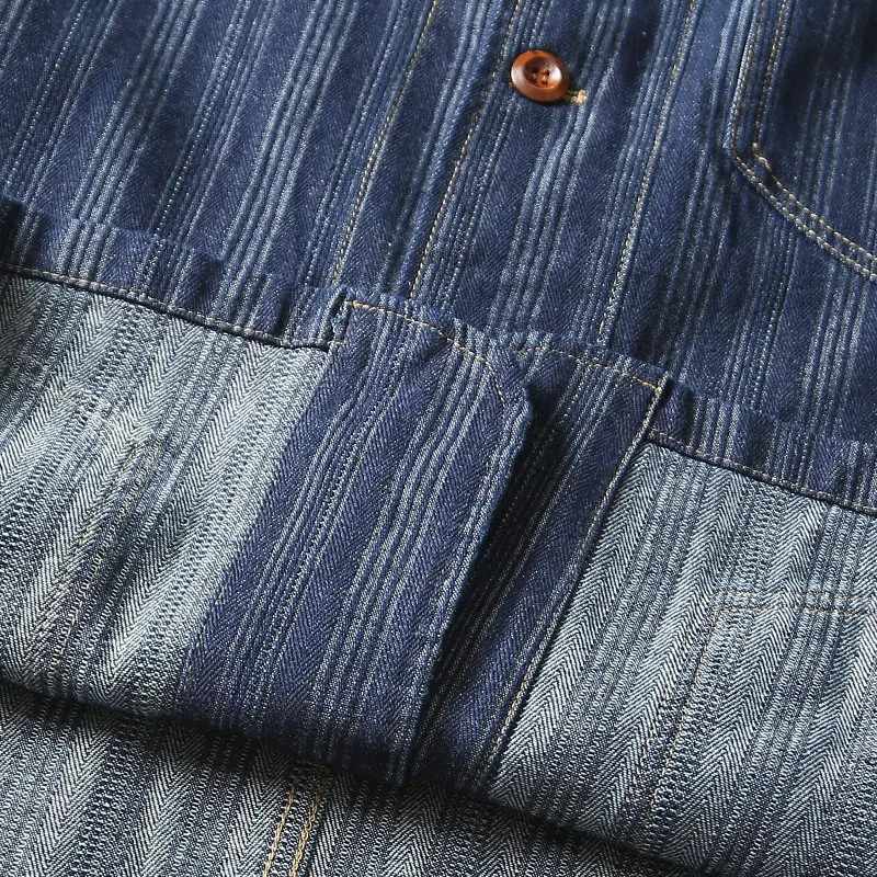 Men Vintage Denim Stripe Loose Casual Streetwear Fashion Baseball Jacket Cityboy Jeans Cargo Coat Mens Jackets Outerwear 250611