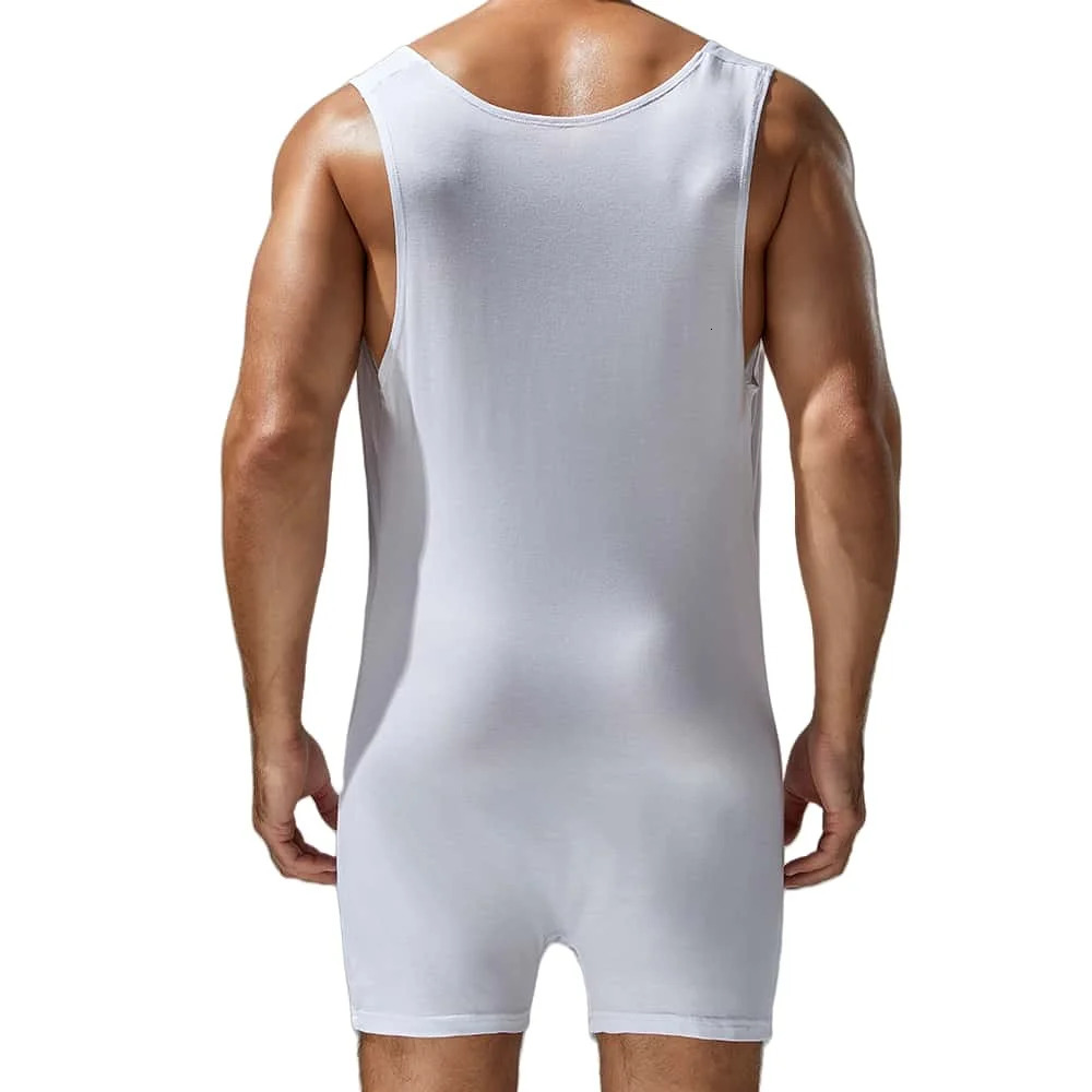 TAUWELL Men Bodysuits Undershirts Tank Tops Bodybuilding Jumpsuit Shorts Onepiece Loungewear Vest Gym Fitness Singlet 250609