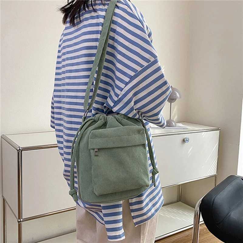 Korean Version Crossbody Bag Women Pleated Drawstring Pocket Opening Nylon Shoulder Satchel Fashionable Niche Casual XJ250610