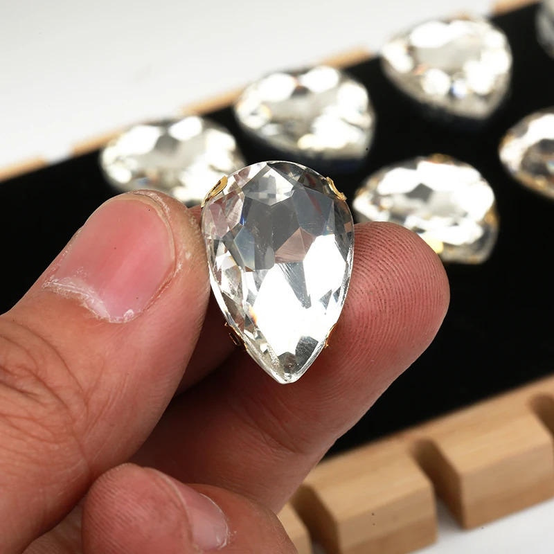 PEESOM 60pcsbag Mixed Shape Crystal Glass SliverGold Claw Flatback Clear Sew On Stone Dress Shoes DIY Accessories 250606