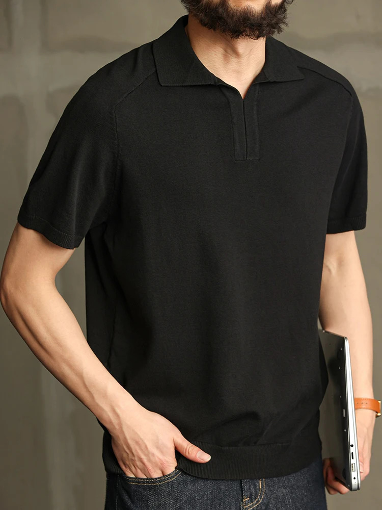 Trendy Slim Mens Short Sleeve Polo Shirt Summer Stylish Zipper Lapel Knitted Shirts For Men Solid Color Polos 250610