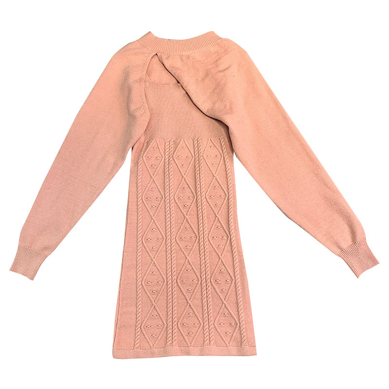 LV105 Autumn Strapless Tube Dress Knitted Long Sleeve Blouse