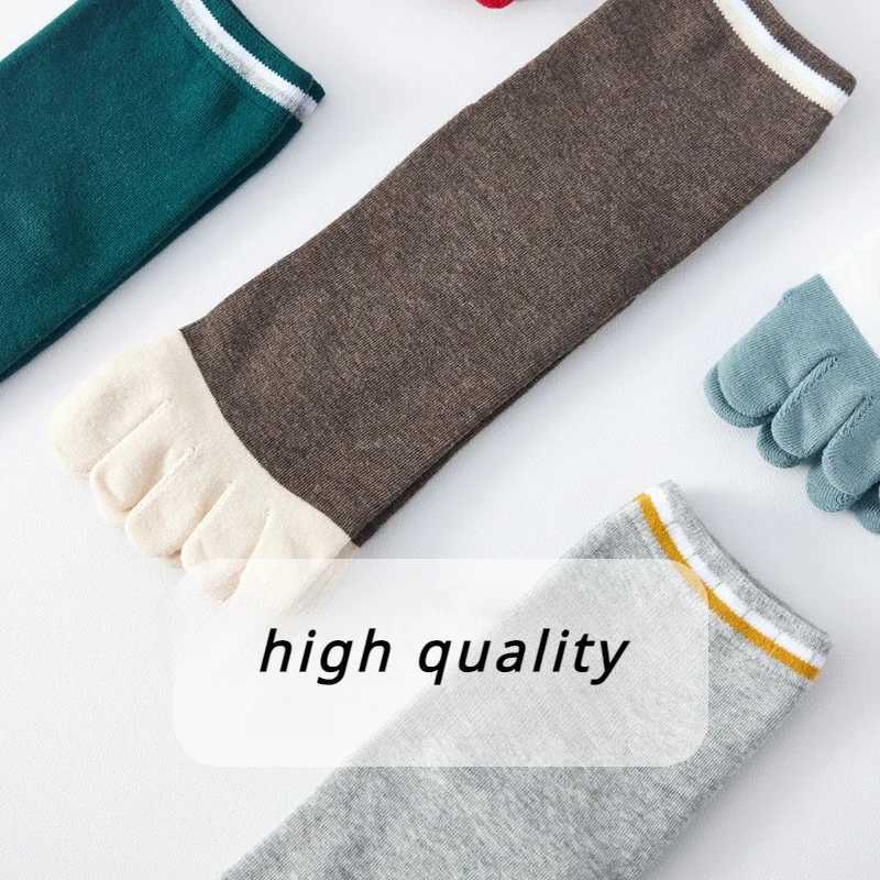 3-5 Pairs Five Finger Socks Men Gym Sport Crew Socks with Separate Fingers Mid Tube Cotton Toe Socks Non-slip Running Breathable Z250610