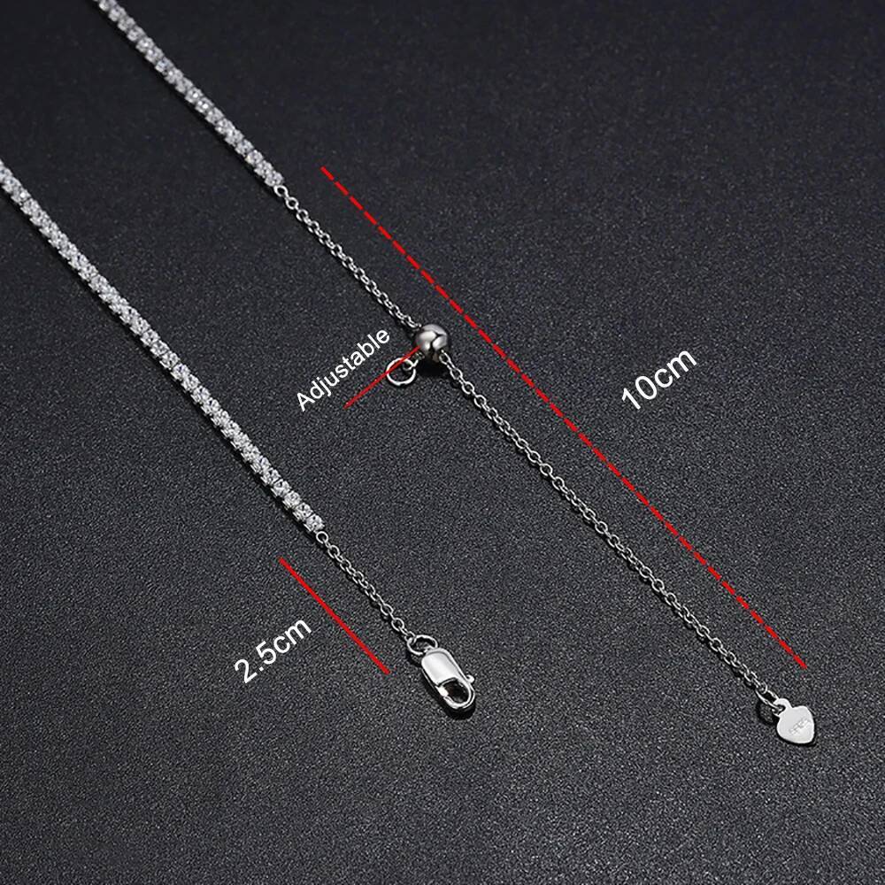 Serenity D Color 2mm Full Moissanite Tennis Necklace Women S Sier Neck Strap Choker Clavicle Chain Plated Fine Jewelry